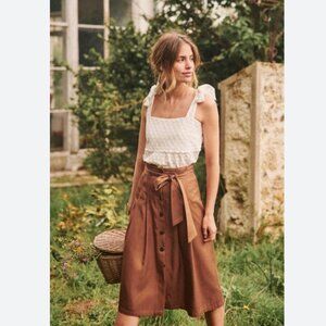 Sezane Jupe Amandine Skirt in Cafe NWT